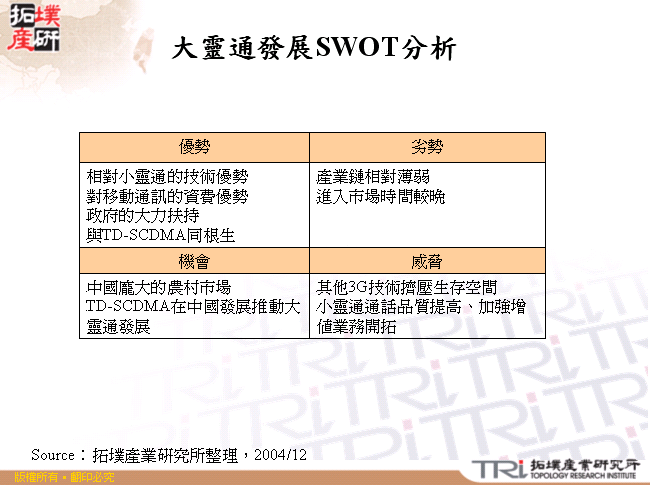 大靈通發展SWOT分析