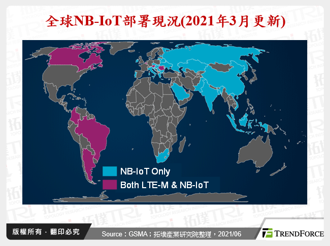 全球NB-IoT部署現況(2021年3月更新)