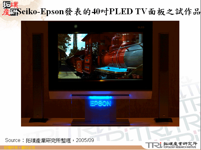 Seiko-Epson發表的40吋PLED TV面板之試作品