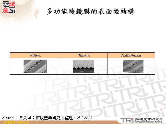 多功能稜鏡膜的表面微結構