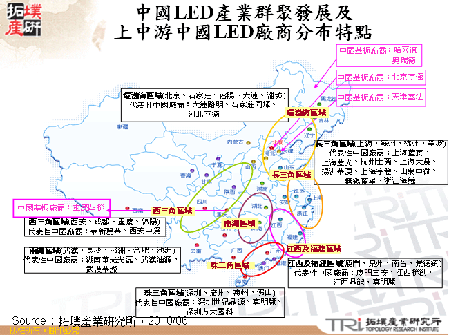 台灣LED上游晶粒廠早年於中國投資布局狀況